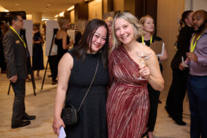 Two woman at the reception at BC SPCA's Offleashed Vancouver Gala 2023